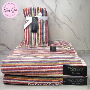 Rachel Zoe 4 Pc striped Rainbow Multicolored Towels